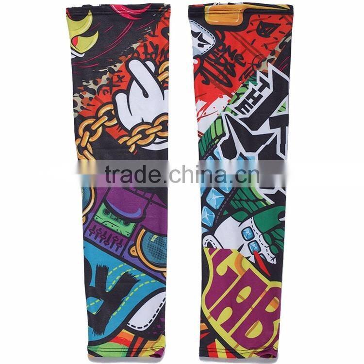 Custom elastic lycra sublimation slimming arm sleeves with UV Sun Protection