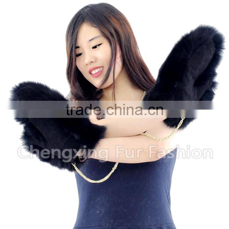 CX-A-67C Genuine Fox Fur Fingerless Winter Hand Leather Glove