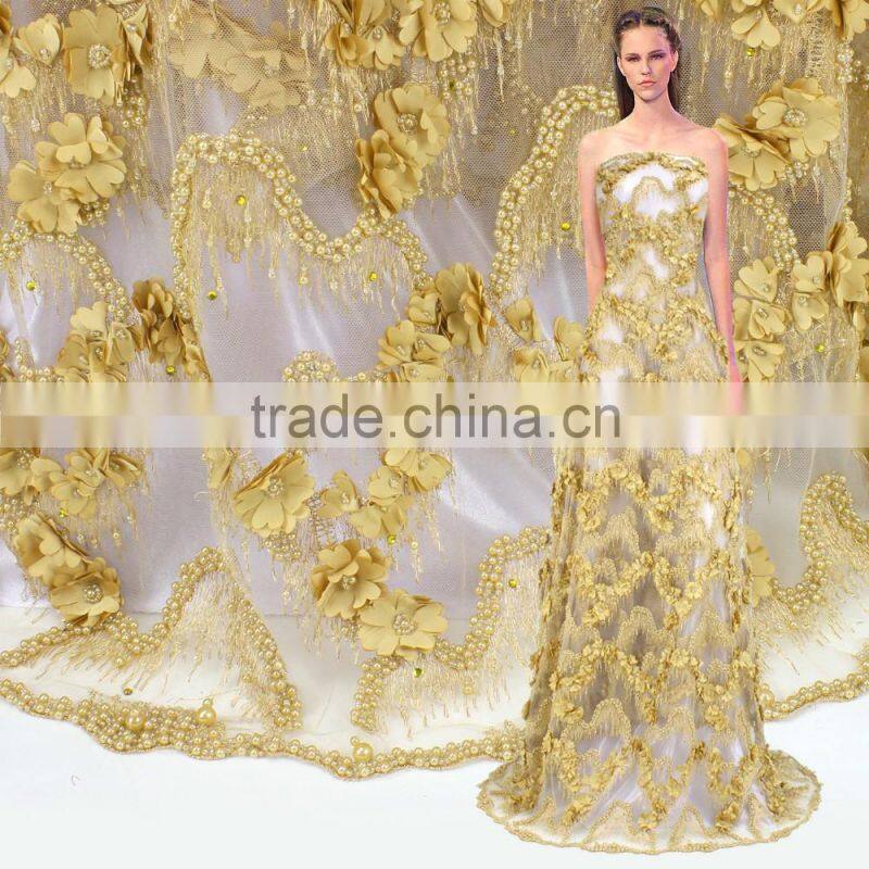 Bestway Unique 3D Handmade French Lace With Beads And Stones FL0255