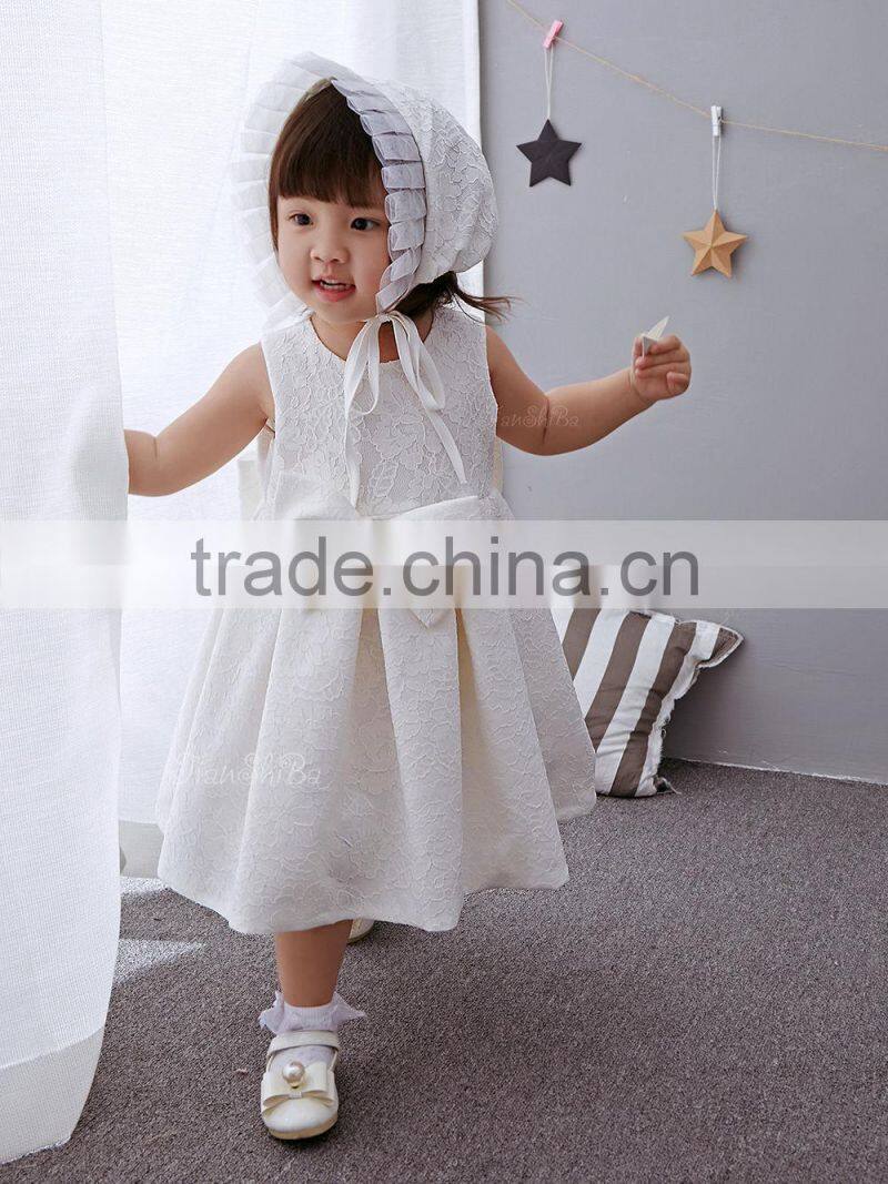 Baby Clothes wholesale Hot sale chiffon cheap 2017 baby clothing Children's Boutique sleeveless summer white flower girl dress