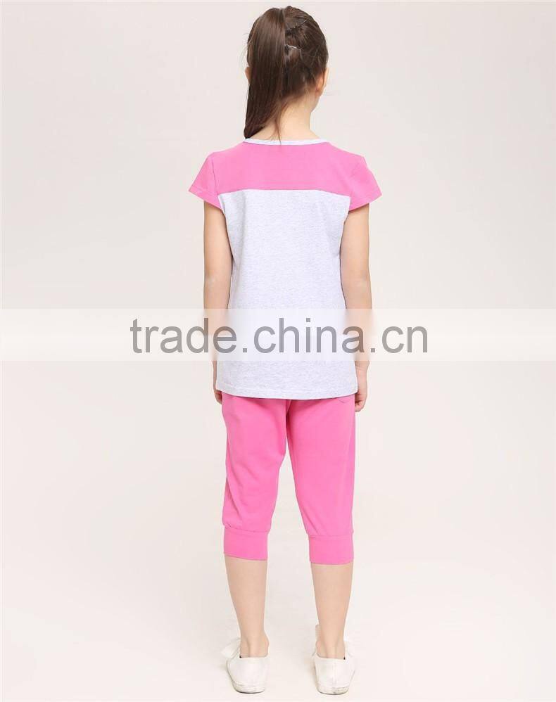 2016 fashion dress leisure short sleeves t shirt children's suit of clithes for little girls