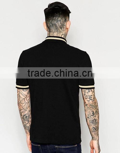 High quality casual fit men black pique polo shirt manufacturer in China