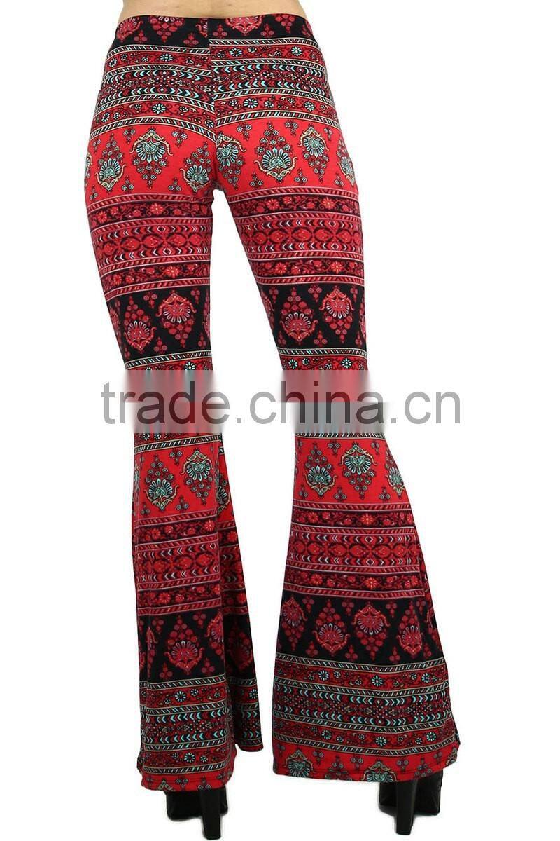 MGOO New Arrival Custom Print Velvet Leggings Flare Leg Opening Vintage High Waist Polyester Spandex Pants