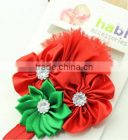 Cheap Sale Christmas Hair Accessories Girls Red Flower Pattern Headband
