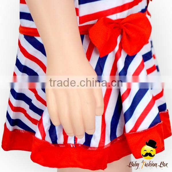 YZA-002 Yihong Cute Stripe Stylish Little Girls Sleeveless Bow Dress Designs Swimsuit Onesie Kids Swimming Wear