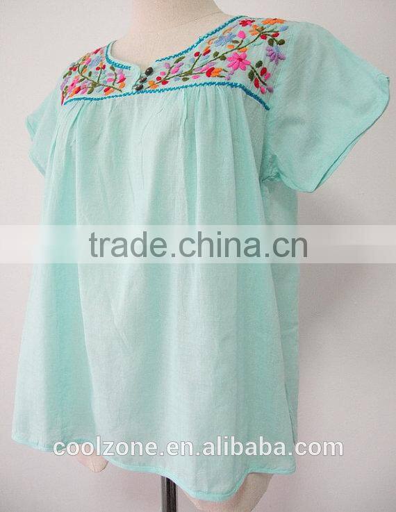 Wholesale Mexico manufacturers embroidered blouse ladies blouses