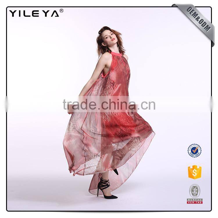 Customizable lady halter dress,dress long red