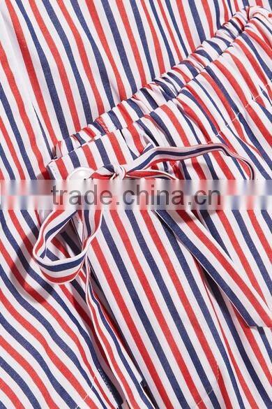 Custom 2017 striped cotton pajama set wholesale women nightwear sleepwear ladies nightwear pajama sets