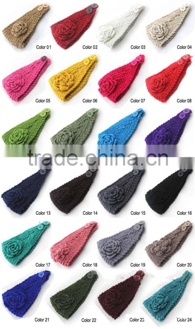 2014 winter alibaba wholesale hand knitted headband embroidered ear warmers