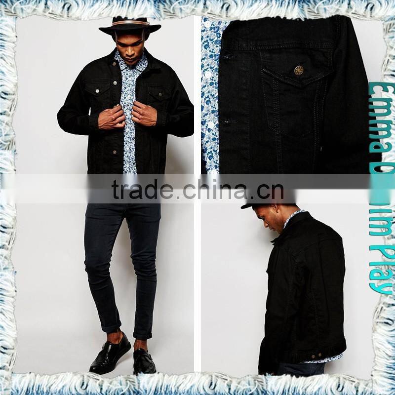 New Arrival Designer Mens Fashion Black Cotton Single Breasted Denim Jackets Coats Manufacturer Wholesale