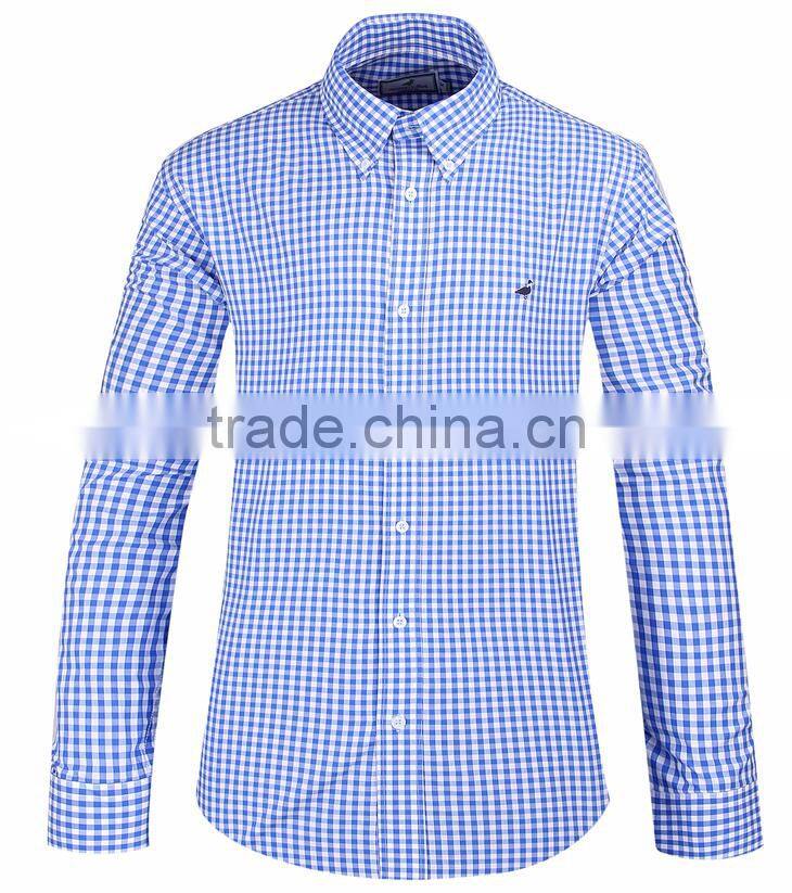 small checks men's long sleeve button-down casual shirt