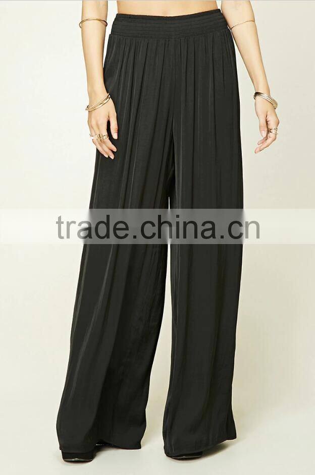 New fashion summer oem service loose wide leg ladies chinos trousers