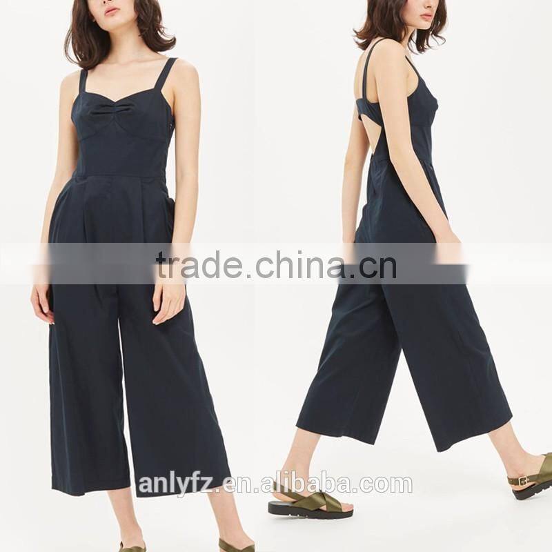 2017 new season women casual wear wholesale 100% polyester poplin breathable female custom jumpsuit