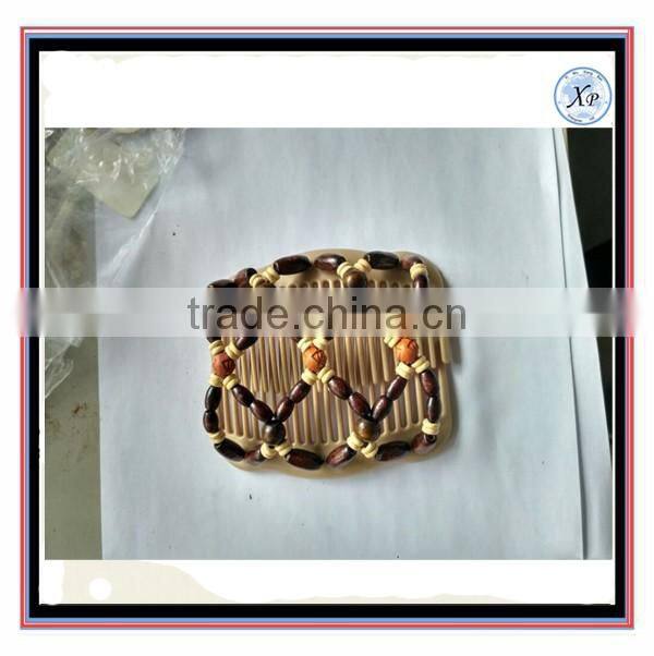 Wholesale Fashion Brown Elastic Wooden Beaded Magic Comb Jewelry