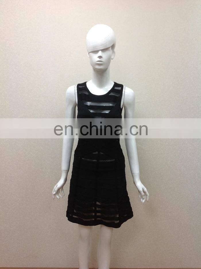 Black high neck short puffy rayon new years eve party favors dress