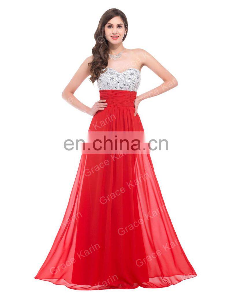 Grace Karin New Fashion Sexy Ladies Long Rhinestone Beaded Evening Dress CL3424-3#