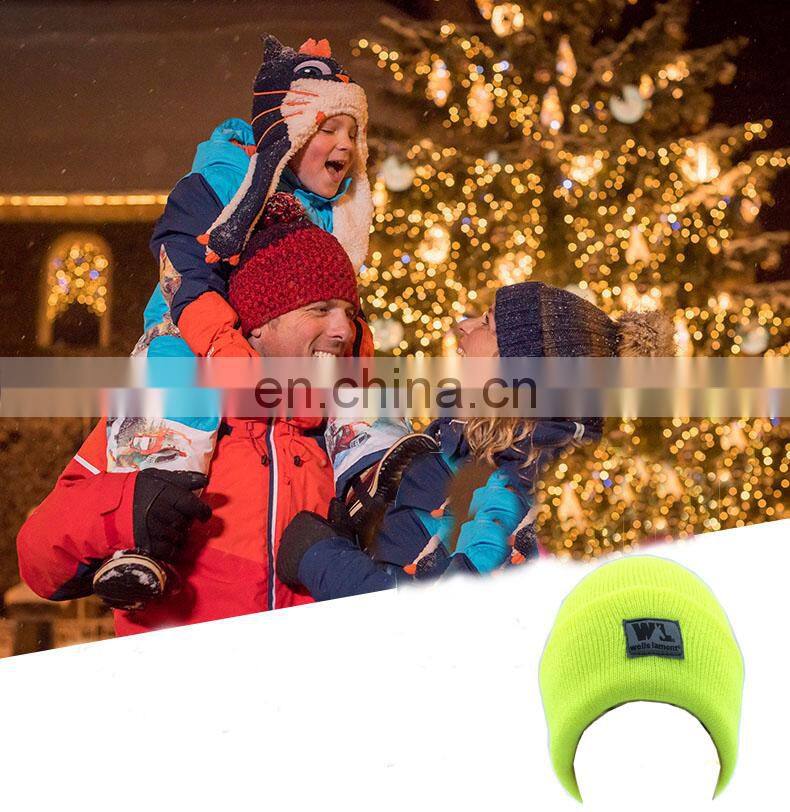custom Yellow 3M Thermal Acrylic safety knitted winter hat