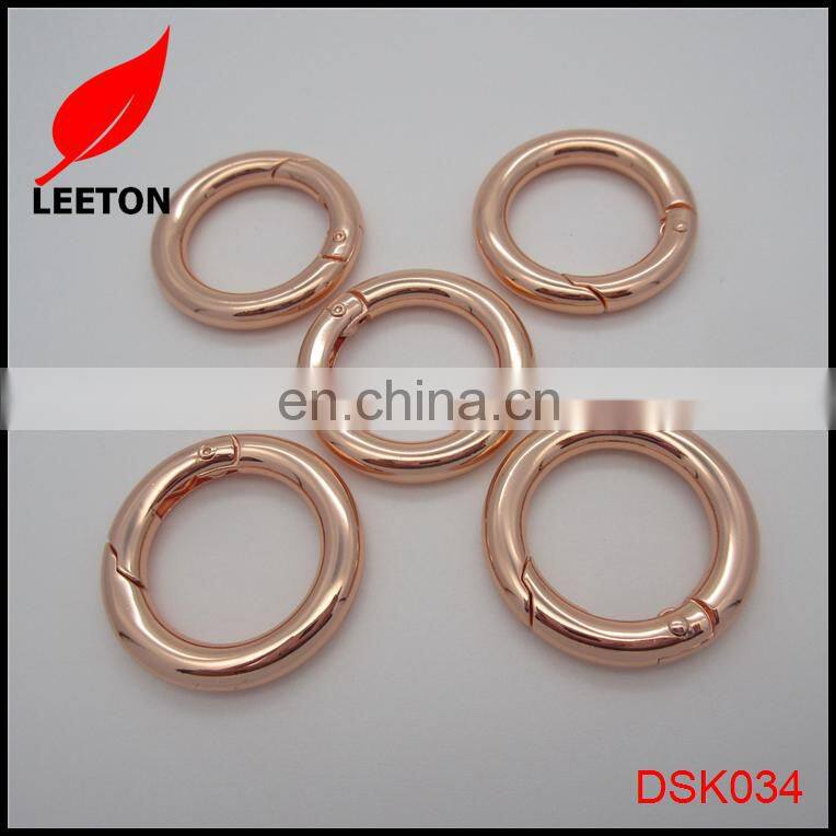 30mm shiny rose gold zinc alloy round carabiner hook for leather bag