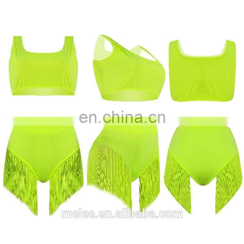 RST new fashion fluorescence green tassel bikini custom logo bikinis 2020 women swimwear beachwear buckle swimwear