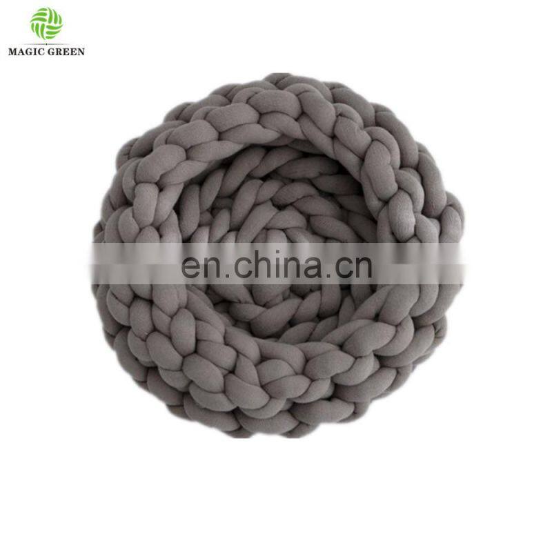 12 colors stock 100% COTTON SEAMLESS D2-3cm machine washable roving yarn filled tube braid hand knit pet plaid house bed