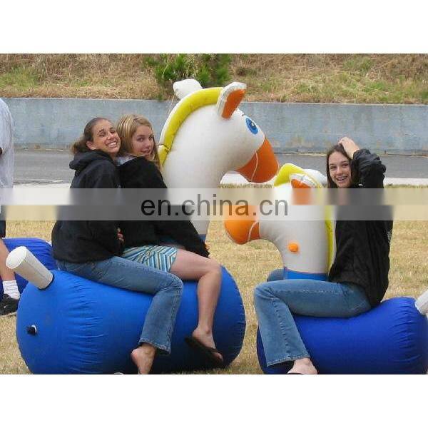 Portable Large Size Little Pony Hop Inflatable Bouncer Jumping Derby Inflatable Horse Riding Racing Toys For Sale