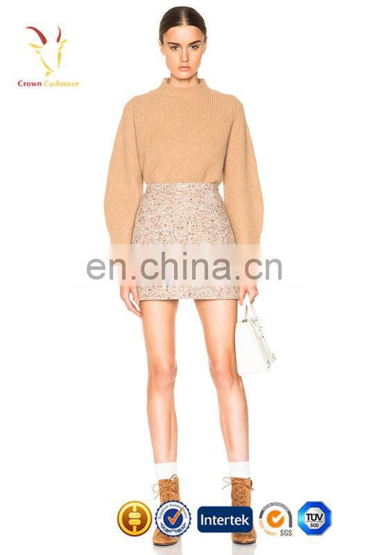 Winter fashion ribbed 100% cashmere ladies pullover sweater