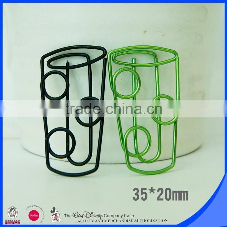 Metal material shiny PET coated iron wire cup shape paper clip
