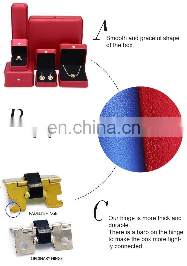 Fadeli Supplier Romantic Velvet Insert Pendant Ring Holder Case Wedding Engagement Leather Jewelry Box