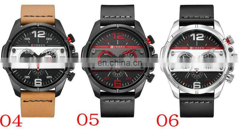 Curren 8259 Fashionable Luxury Mens Business Japan Movt. Quartz Watch Genuine Leather Casual Dress Wristwatches For Men