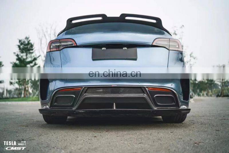 Runde Carbon Fiber Material For Tesla Model Y CMST Style Body Kit Hood Front Lip Side Skirts Rear Lip Spoiler