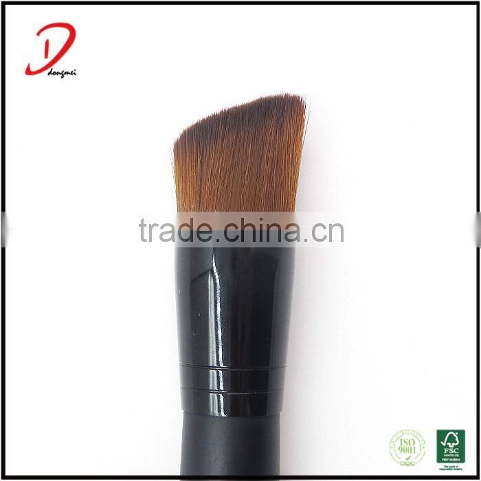 Custom Black Wooden Handle Synthetic Hair Foundation Brush