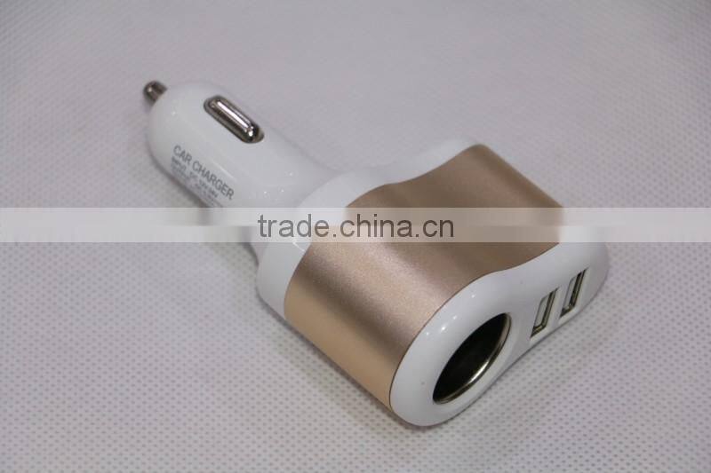 Multi car adapter new design 12V car cigar lighter adapter with two USB output with english retail box