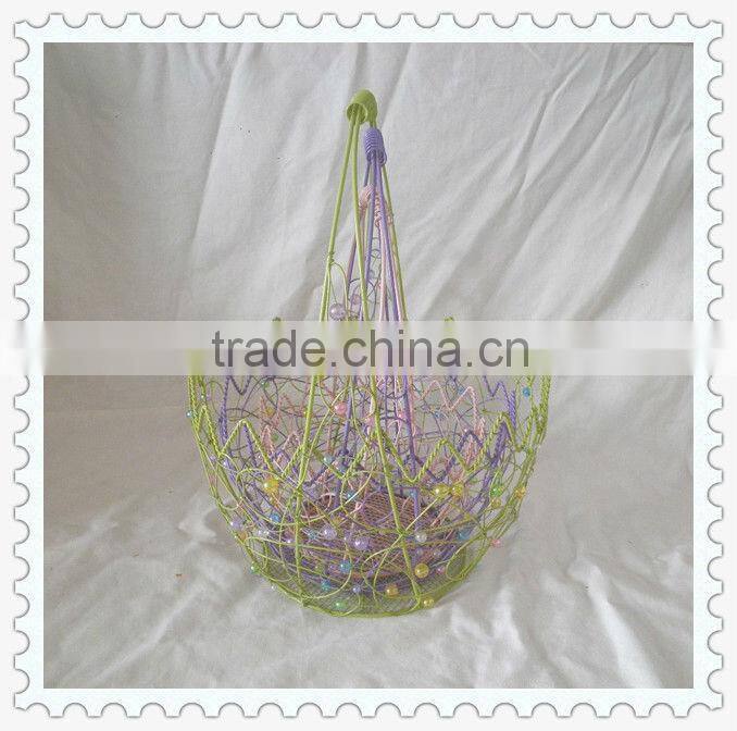 waved mouth decorative handmade wire egg basket wholesale