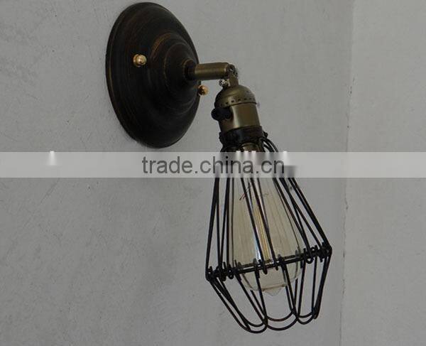 Vintage Industrial Lamp Edison Brass Cage Wall Light