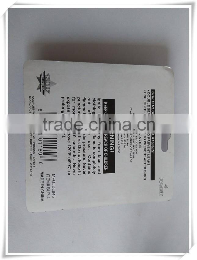 Classic EU plastic flint lighter FH-001 packed in blister card with black and color racket