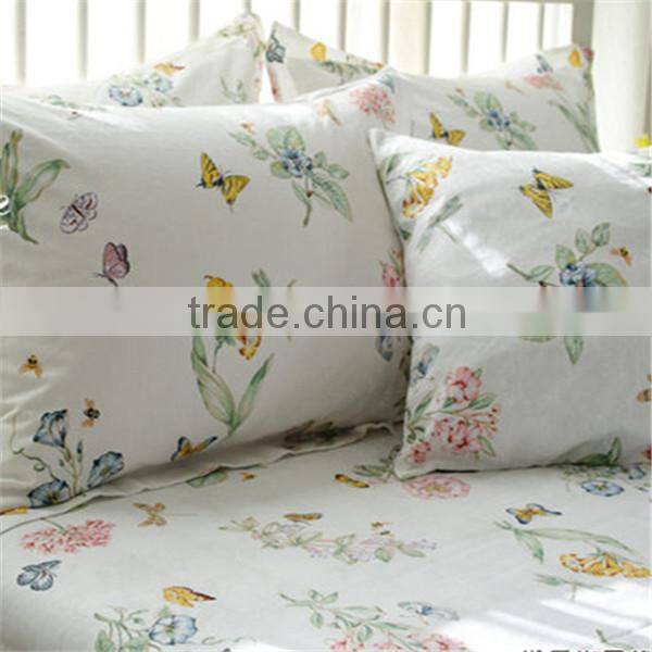 Elegant design cotton home flower butterfly print bedding set