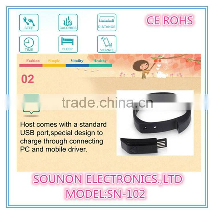 Unisex USB Charge Wristband Pedometer Watch, Bluetooth Smart Pedometer Waterproof Pedometer