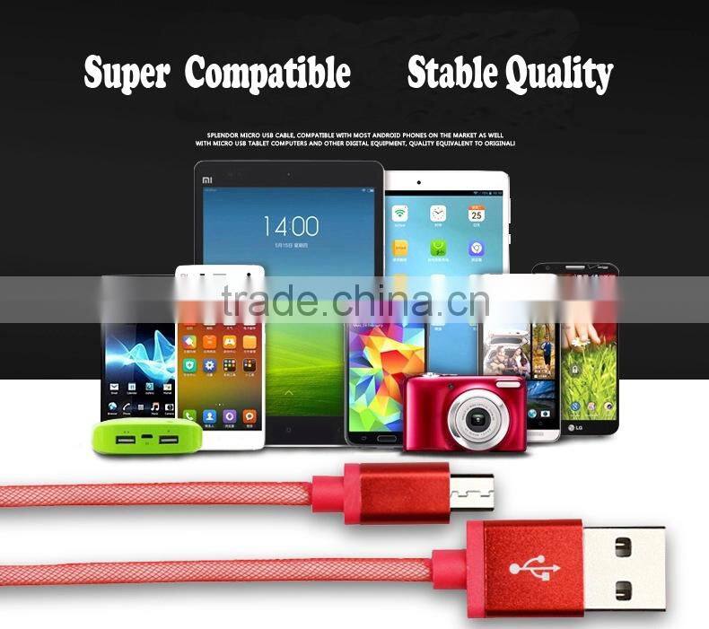 New design Micro USB cable stronger metal head fast charging &sync for Samsung USB cable