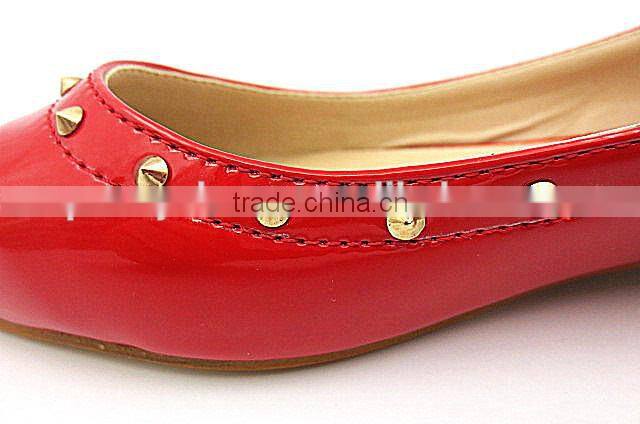 new style fashion pointed toe flat shoes with small rivet
