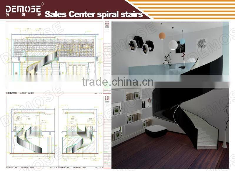 prefabricated stainless steel glass spiral stair