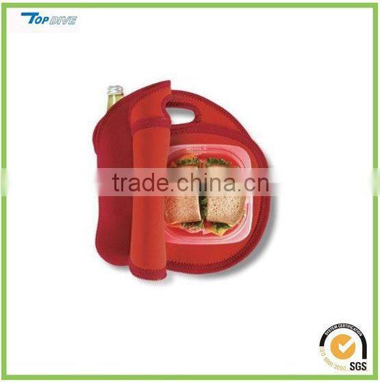 Neoprene lunch bag with bottle sleeve