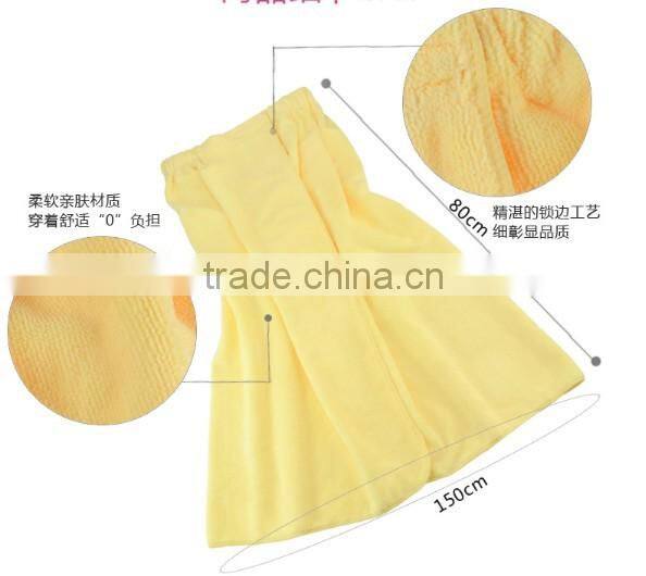 Yellow color microfiber women bathing bathrobe