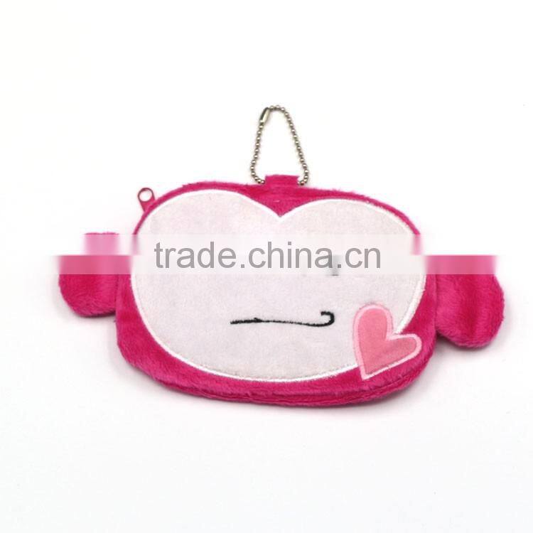 Fighting monkey coin purse, cute animal coin pouch; plush coin purse with metal ball chain