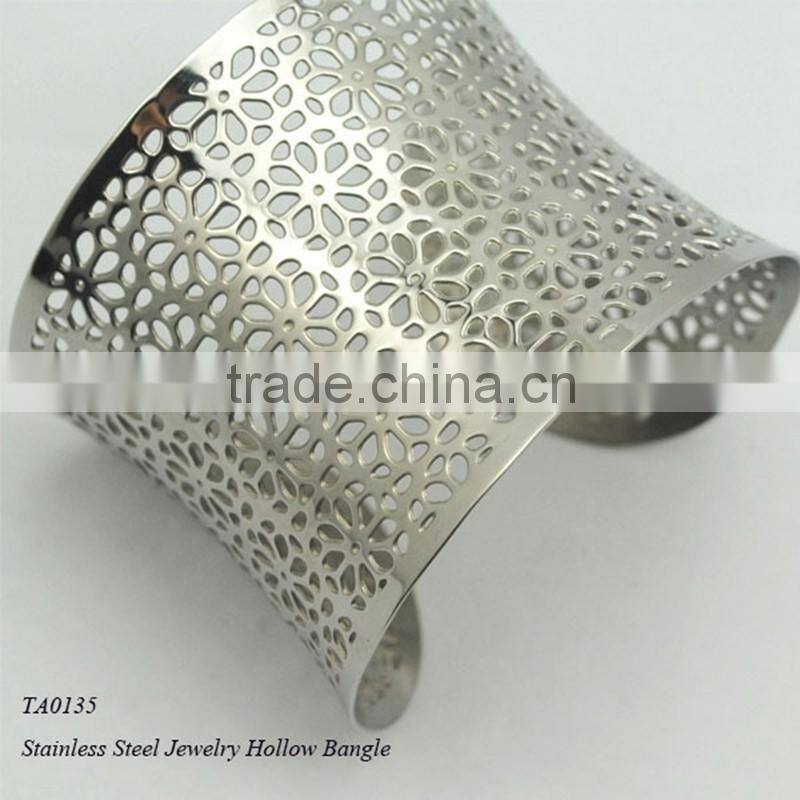 Fashion Hollow out Heavy Cuff Bangles Cheap Stainless Steel Bracelet