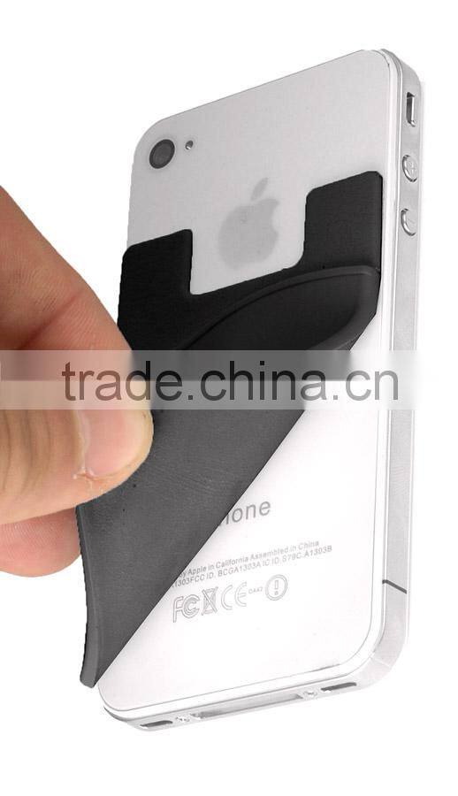 custom silicone smart card wallet 3m sticky cell phone card holder