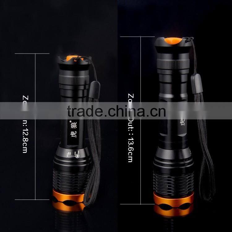 zoom function tactical flashlight aluminum LED torch light rechargeable flashlight