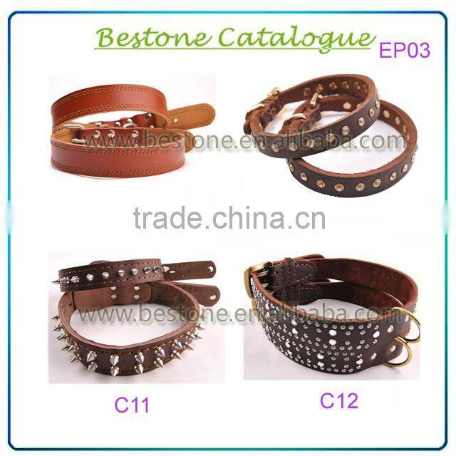 2014 Fashionable Pure Cowhide Pet Collars/genuine leather pet collar