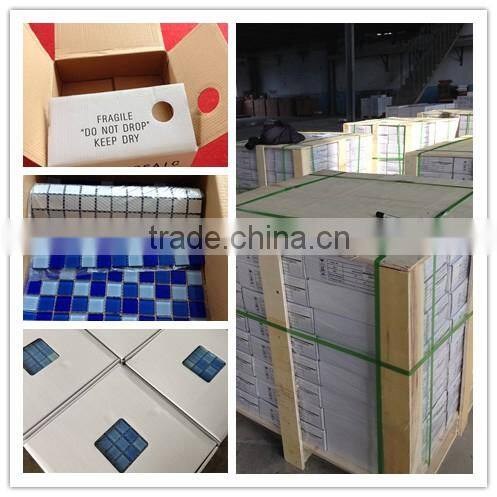 irregular shape blue color washroom material crystal glass tile