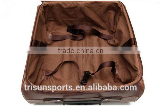 2016 Hot selling mens leather rolling duffel suitcase bag for short traveling