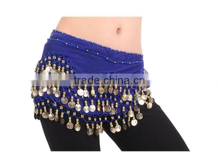 2016 New Belly Dance Skirt Scarf Hip Wrap Belt Chiffon silver golden coins scarves13 colors available